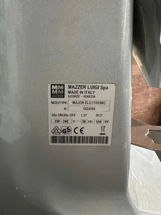 Mazzer Major Electronic — natpisna pločica